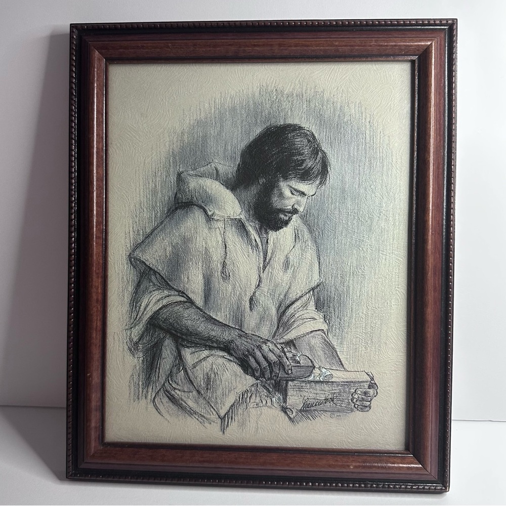 Frances Hook THE CARPENTER Jesus Portrait RARE Limited Edition Print Framed©1981